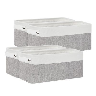 Bidtakay Small Bins for Organization Fabric Baskets for Toilet Paper Storage [4-Pack] Collapsible Narrow Baskets for Towels Socks Organizer Decorative Bins for Nursery Closet Cabinet -15x6x5.5In