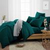 Oversized Queen Size Duvet Quilt Cover Teal 3 Piece Set, 600 Thread Count Egyptian Cotton with Zipper & 4 Corner Ties, Soft Breathable & Luxurious Bedding view 2