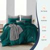 Oversized Queen Size Duvet Quilt Cover Teal 3 Piece Set, 600 Thread Count Egyptian Cotton with Zipper & 4 Corner Ties, Soft Breathable & Luxurious Bedding view 3