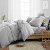 Oversized Queen Size Duvet Quilt Cover Light Grey 3 Piece Set, 600 Thread Count Egyptian Cotton with Zipper & 4 Corner Ties, Soft Breathable & Luxurious Bedding view 2