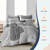 Oversized Queen Size Duvet Quilt Cover Light Grey 3 Piece Set, 600 Thread Count Egyptian Cotton with Zipper & 4 Corner Ties, Soft Breathable & Luxurious Bedding view 3