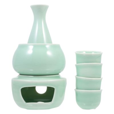 1set Ceramic Sake Warmer Set Japanese Style Wine Dispensers Includes Sake Pot and Ochoko Cups for Home Bar Camping Hotel Use Craftsmanship and Smooth Texture