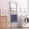 ABQ Blanket Ladder Outdoor Towel Rack for Pool, Decorative Metal Holder for The Living Room Bathroom, Black view 3