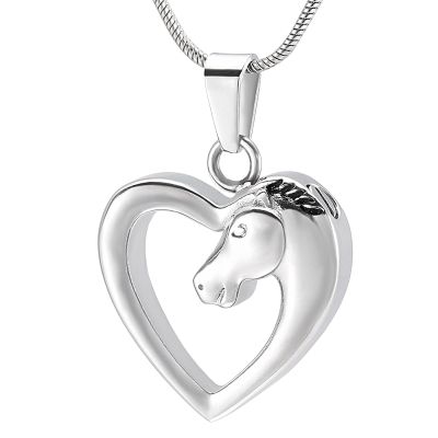 LiHiFG in Remembrance Necklaces for Pet Stainless Steel Horse in My Heart Cremation Urn Pendant Ashes Holder Memorial Jewelry