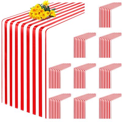 10 Pack Striped Table Runner Polyester Table Decor Classic Red and White Striped Table Runner Modern Elegant Design for Indoor Outdoor Events Banquet Party Wedding (12 x 72 Inch)