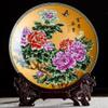 10.2inch Chinese Jingdezhen Peony Flower Pattern Decoration Hanging Plate Home Ornaments view 1