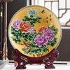 10.2inch Chinese Jingdezhen Peony Flower Pattern Decoration Hanging Plate Home Ornaments view 2