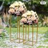 4Pcs Stable Flower Stand for Wedding Metal Pillar Road Lead Flower Stand Wedding Decoration Vase Stand Centerpiece Geometric Column Rack H 40cm/16in and 60cm/24in (Gold) view 2