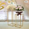 4Pcs Stable Flower Stand for Wedding Metal Pillar Road Lead Flower Stand Wedding Decoration Vase Stand Centerpiece Geometric Column Rack H 40cm/16in and 60cm/24in (Gold) view 3