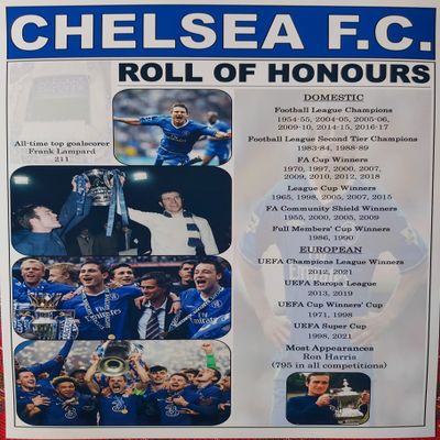 Chelsea FC club history roll of honours - souvenir print