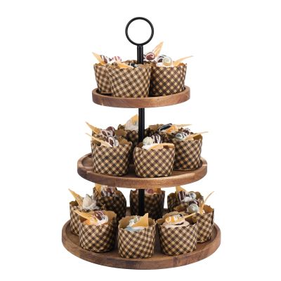 3 Tier Cupcake Stand, Wooden Tiered Serving Tray Cupcake Tower, Serving Stand Display Dessert Cookie Candy Buffet Holder for Home Tea Party, Wedding, Farmhouse Decor, Tea Party Decor