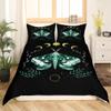 Moth Comforter Cover Queen,Leaves and Sun Moon Bedding Set 3 Pcs for Kids Teens Adults Girls Room Decor,Gothic Animals Plants Themed Duvet Cover Set Soft Black Quilt Cover with 2 Pillowcases view 2