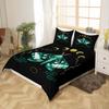 Moth Comforter Cover Queen,Leaves and Sun Moon Bedding Set 3 Pcs for Kids Teens Adults Girls Room Decor,Gothic Animals Plants Themed Duvet Cover Set Soft Black Quilt Cover with 2 Pillowcases view 3