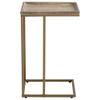 COZAYH Farmhouse C Table Couch End Table, Rustic Distressed Beaded Edge Tray Top Sofa Snack Side Table, Gold view 1