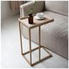 COZAYH Farmhouse C Table Couch End Table, Rustic Distressed Beaded Edge Tray Top Sofa Snack Side Table, Gold view 2