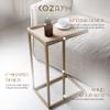 COZAYH Farmhouse C Table Couch End Table, Rustic Distressed Beaded Edge Tray Top Sofa Snack Side Table, Gold view 4