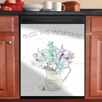 KOLU Bless This Farmhouse, Water Jar Flower Refrigerator Magnet Cover, Dishwasher Magnet Cover,Vase Kitchen Decor Decal,Appliances Kapok Cover Sticker 23x26inch