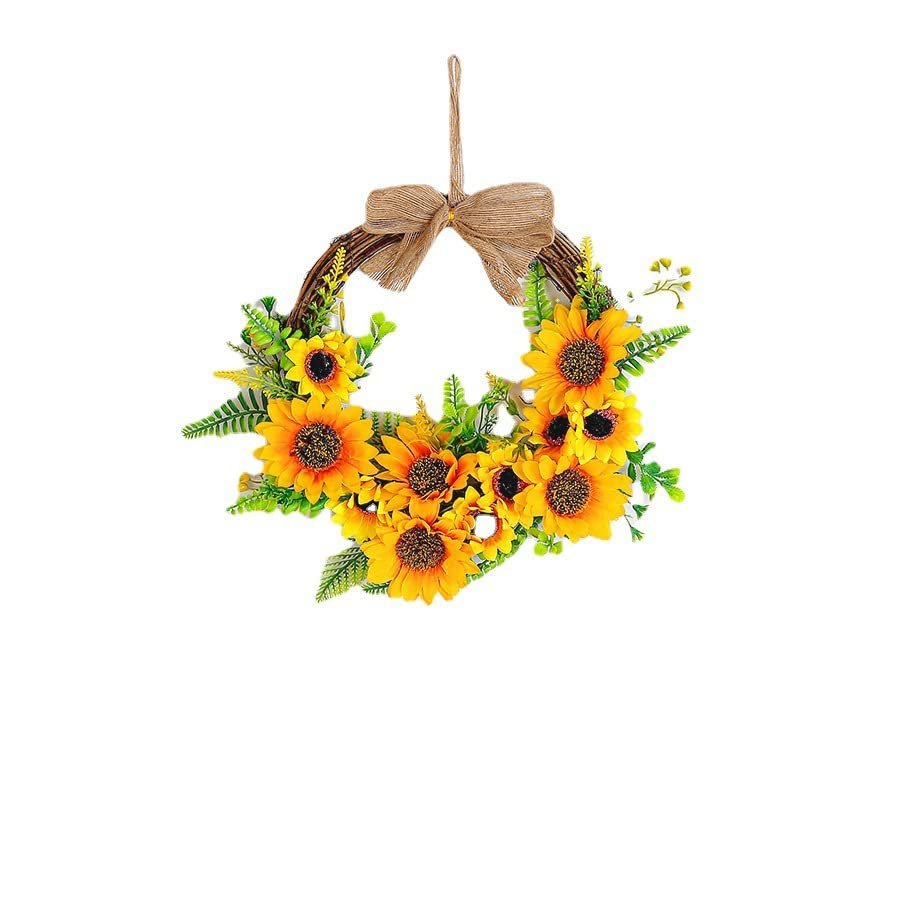 13.7 Inch Artificial Bumble Bee Wreaths for Front Door, Mini Spring Bee Wreath Rustic Home Decor Garland Summer Wreath for Wall Decorations (B), Yellow