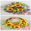 13.7 Inch Artificial Bumble Bee Wreaths for Front Door, Mini Spring Bee Wreath Rustic Home Decor Garland Summer Wreath for Wall Decorations (B), Yellow view 4