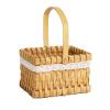 Mokylor 2pcs Hand-Woven Flower Basket, Wicker Woven Basket with Adjustable Handle and Lace, Wedding Rattan Flower Basket Flower Storage Basket for Wedding Home Decorate view 1