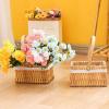 Mokylor 2pcs Hand-Woven Flower Basket, Wicker Woven Basket with Adjustable Handle and Lace, Wedding Rattan Flower Basket Flower Storage Basket for Wedding Home Decorate view 2