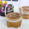 Mokylor 2pcs Hand-Woven Flower Basket, Wicker Woven Basket with Adjustable Handle and Lace, Wedding Rattan Flower Basket Flower Storage Basket for Wedding Home Decorate view 3