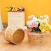Mokylor 2pcs Hand-Woven Flower Basket, Wicker Woven Basket with Adjustable Handle and Lace, Wedding Rattan Flower Basket Flower Storage Basket for Wedding Home Decorate view 4