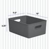 Superio Ribbed Collection - Decorative Plastic Basket Open Home Storage Bins Organizer, Large Grey (6 Pack) Container Boxes for Organizing Closet Storage Bins for Shelves 15 Liter/16 Quart view 2