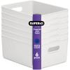 Superio Ribbed Collection - Decorative Plastic Basket Open Home Storage Bins Organizer, Large White (6 Pack) Container Boxes for Organizing Closet Storage Bins for Shelves 15 Liter/16 Quart view 1
