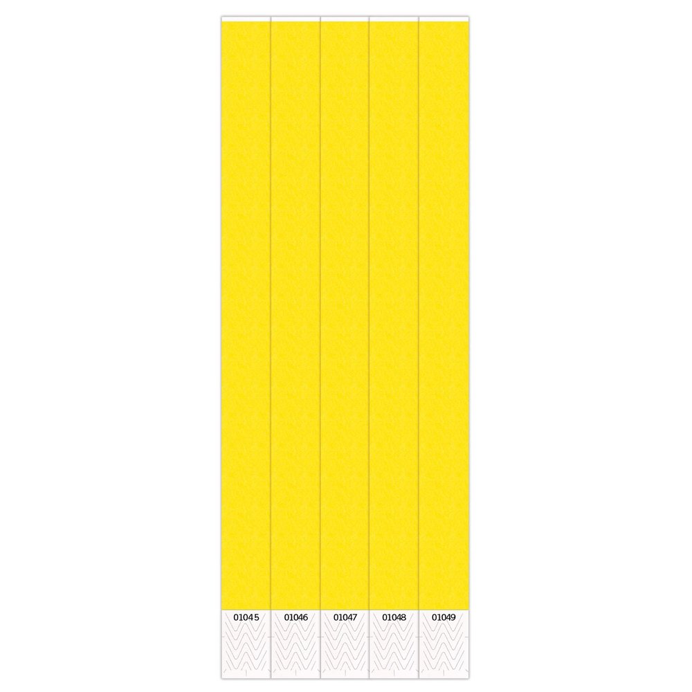Beistle Solid Color Wristbands 100 Pack Neon Yellow Event Bands, Sequentially Numbered Disposable Bracelets for Admission, Security, Festivals, Concerts, Access & Guest Crowd Control, x 10