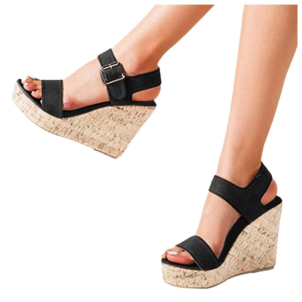 ZBYY Wedge Sandals for Women Dressy,Platform Wedge Sandals Buckle Ankle Strap Peep Toe Slingback High Heel Summer Sandals