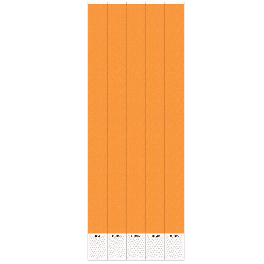 Beistle Solid Color Wristbands 100 Pack Neon Orange Event Bands, Sequentially Numbered Disposable Bracelets for Admission, Security, Festivals, Concerts, Access & Guest Crowd Control, x 10
