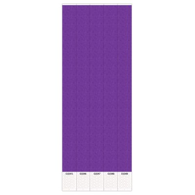 Beistle Solid Color Wristbands 100 Pack Purple Event Bands, Sequentially Numbered Disposable Bracelets for Admission, Security, Festivals, Concerts, Access & Guest Crowd Control, x 10