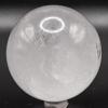 2.4" 340g Rainbow Sparkling Clear Quartz Sphere Polished Natural Translucent Gemstone Crystal Mineral Dcor Ball - India + Stand view 4