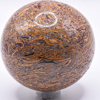 2.3" 270g Mariam Coquina Fossil Jasper Sphere Polished Natural Scriptstone Crystal Mineral Gemstone Ball - India + Stand