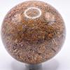 2.3" 270g Mariam Coquina Fossil Jasper Sphere Polished Natural Scriptstone Crystal Mineral Gemstone Ball - India + Stand view 2