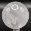2.5" 355g Clear Milky Quartz Sphere Polished Natural Rainbow Flash Sparkling Translucent Gemstone Crystal Mineral Ball - India + Stand view 1