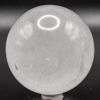 2.5" 355g Clear Milky Quartz Sphere Polished Natural Rainbow Flash Sparkling Translucent Gemstone Crystal Mineral Ball - India + Stand view 2