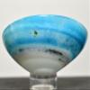 HC Set: 3" Dyed Blue White Chalcedony Bowl Stunning Mineral Handmade Crystal Stone Cup - India + One Polished Clear Quartz Cabochon view 3