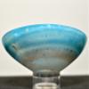 HC Set: 3" Dyed Blue White Chalcedony Bowl Stunning Mineral Handmade Crystal Stone Cup - India + One Polished Clear Quartz Cabochon view 4