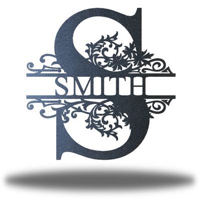 Riverside Designs Ornamental Split Letter Monogram Metal Wall Art Steel Decor (24", Black)
