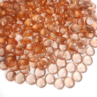 HappyFiller 5 LB Champagne (Peach Pink) Flat Marbles Fire Glass Gems Vase Filler Aquarium Rocks,Fire Pit Fireplace,Home Accents Floral Arrangement,Table Scatters,Fountain Decor,Garden Landscape