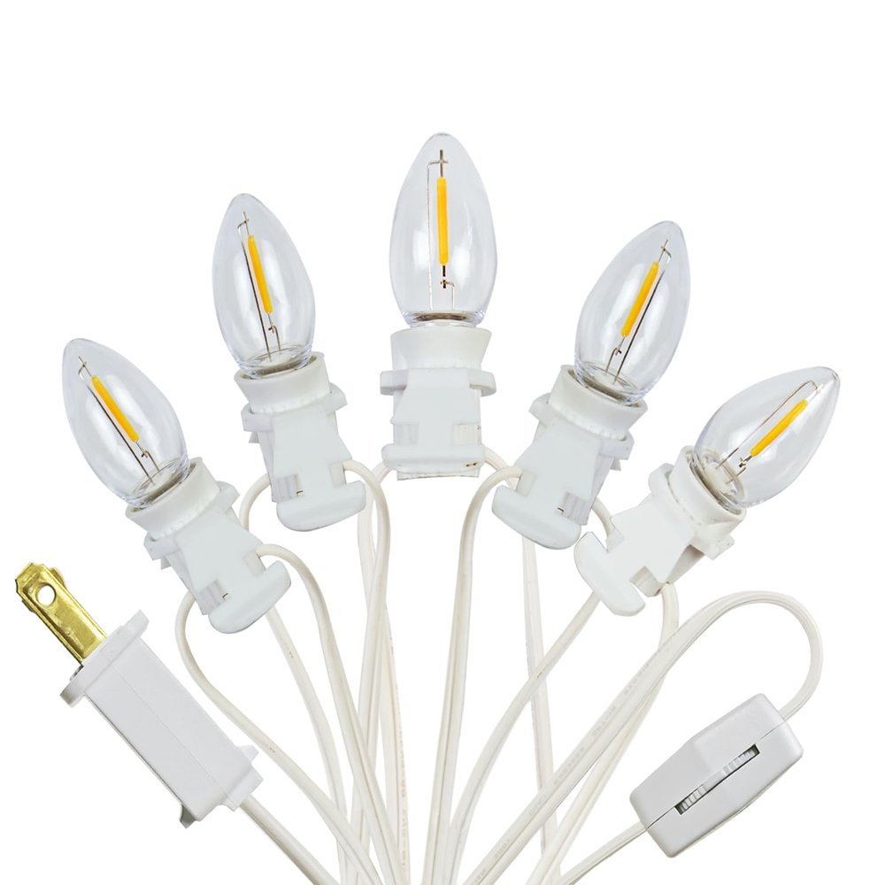 YIMILITE 5 Base C7 String Bulbs Christmas Village Light Accessory Cord