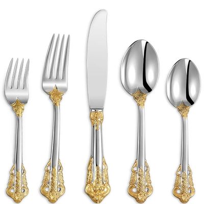 30pcs Silverware Set Service for 6 person, 18/10 Stainless Steel Flatware Set, Silver Plated with Gold Flatware Set, Including Knife/Fork/Spoon, Mirror Planed, Dishwasher Safe (30pcs, Gold Plated)