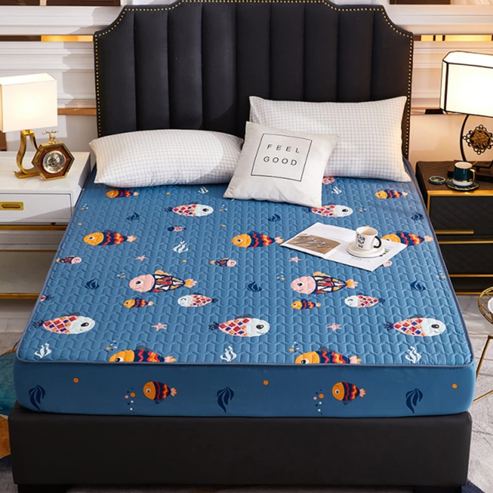 HWOEK Quilted Mattress Cover Cartoon Printed Ultra Soft Breathable Fitted Bed Cover Waterproof Mattress Protector, Comfortable Machine Washable,S3,200 * 220+30cm