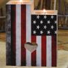 YouTary American Flag Patriotic USA Pattern Heart Tealight Candle Holder Wooden Decorative Personalization Romantic Gift for Wedding Christmas Girlfriend Birthday Anniversary view 3