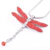 LiHiFG Pet Ashes Pendant for Red Crystal Dragonfly Stainless Steel Memorial Urn Necklace Keepsake Cremation Jewelry Engravable view 2