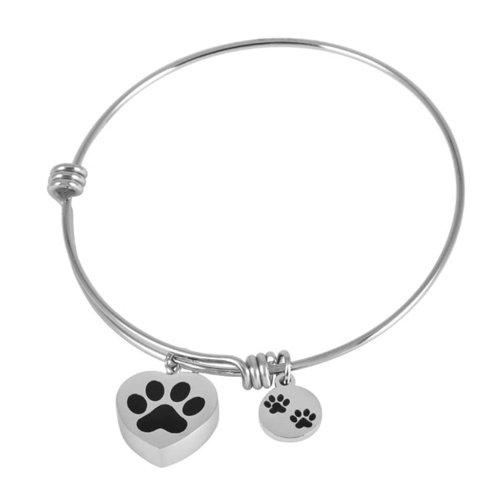 LiHiFG Cremation Urn Pendant with DIY Wire Bangle Stainless Steel Pet Memorial Jewlery Bracelet for Ashes