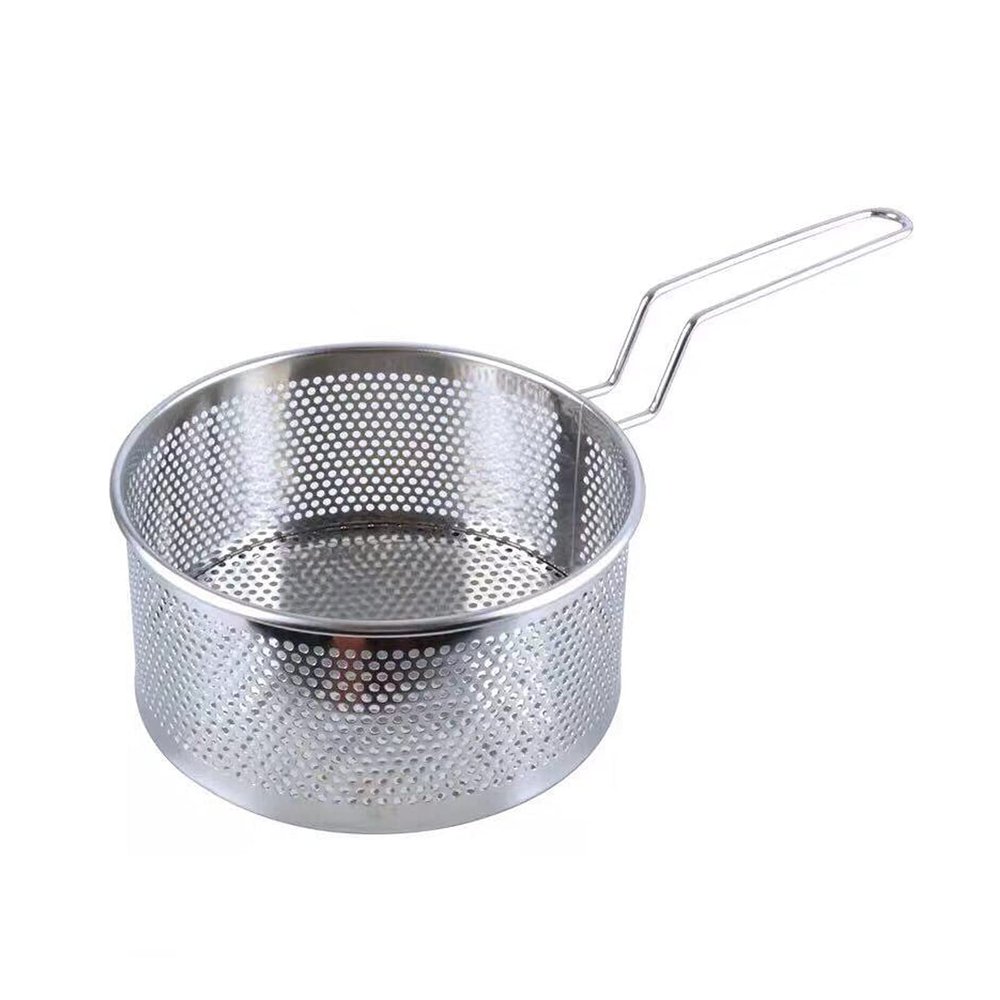 Fryer Basket Round Frying Basket Stainless Steel Deep-fried French Fries Basket with Anti-scalding Handle for Restaurant, Home, Snack Bar Fry Basket (Size : Small)