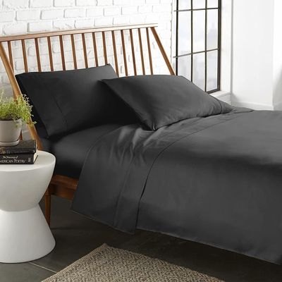 LaxLinen California King Size Sheets 100% Egyptian Cotton California King Sheets, Extra Soft Cal King Sheets for Soft Feel, 6 Pc Dark Grey California King Sheet Sets, 16" Deep Pocket- 600 TC